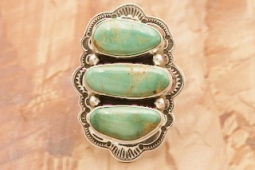Navtive American Jewelry Genuine Kingman Turquoise Sterling Silver Ring